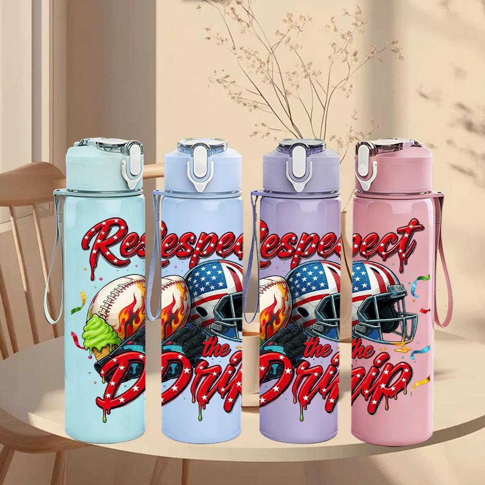1PC Respect Drip Helmet Sport Layout 750ml Color Plastic Water Bottle Leakproof Flip Straw Lid For Sports Office Home Use