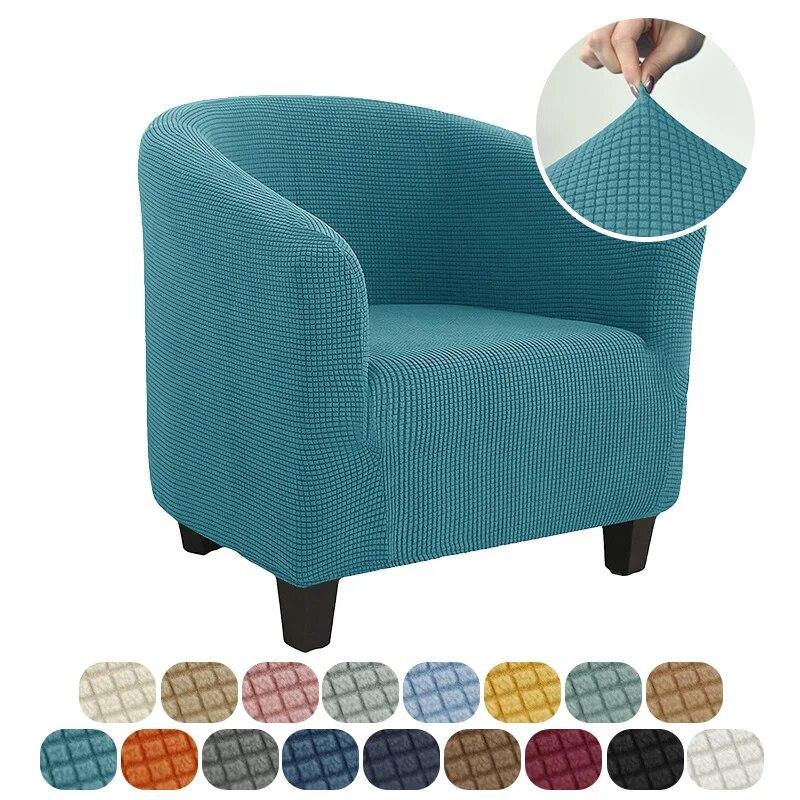 Club Arm Chair Cover Stretch Tub Chair Slipcover Solid Color Sofa Cover Polar Fleece Couch Covers for Bar Counter Living Room