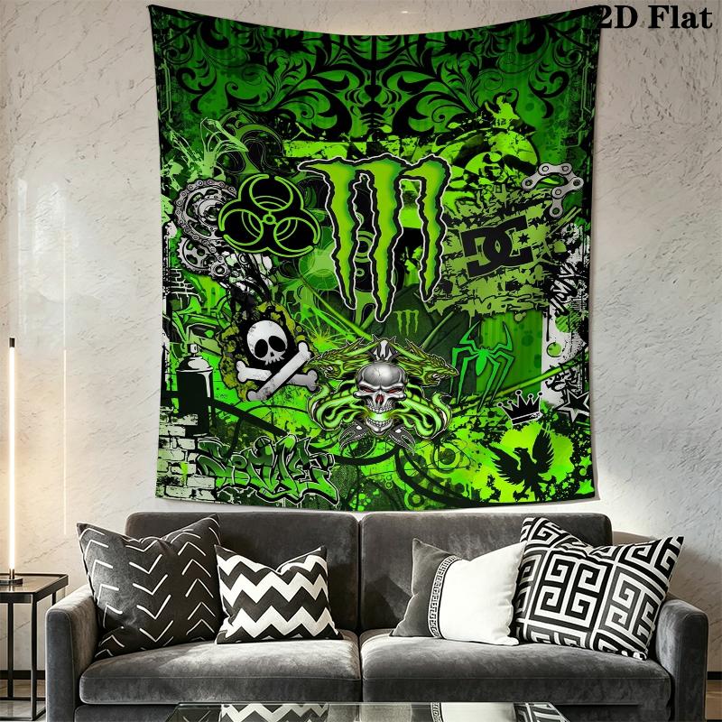 Monster Energy Wall Tapestry Aesthetic Wall Hanging Printed Fabric Blanket Decorative Tapestries for Bedroom Living Room Home Decor