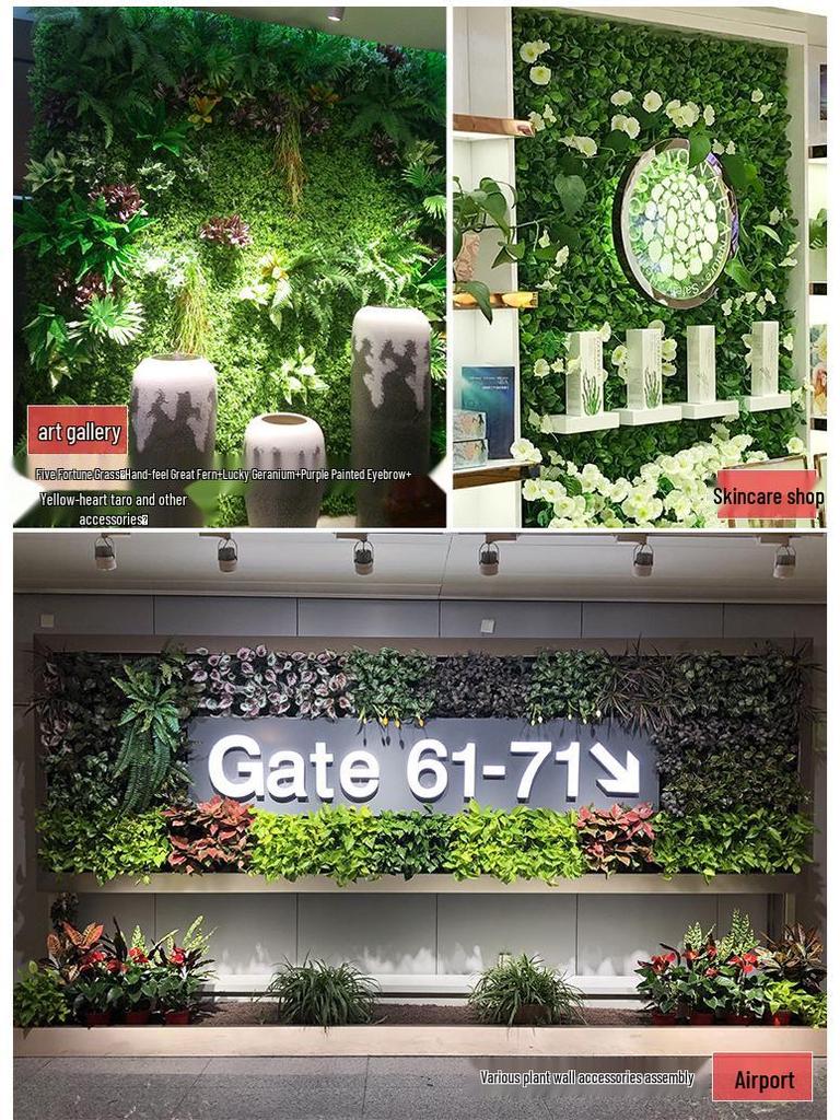 50×50cm Artificial Green Plant Wall - Plastic Vertical Garden, Fake Flower Wall, Synthetic Turf Background