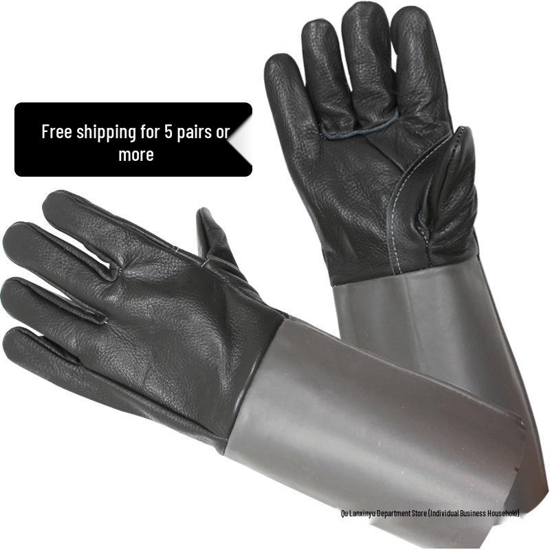 DX7L Прочные сварочные перчатки из натуральной кожи, устойчивые к высоким температурам и проколам