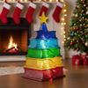 Красочная книжная лампа Стопка томов Рождественская елка Ночник Теплые светодиодные огни Прикроватная лампа для праздничного декора Любителям книг Рождественский подарок