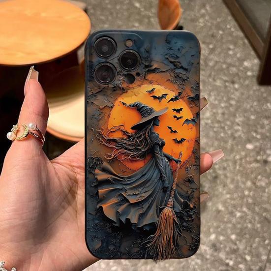 Чехол для телефона на Хэллоуин Ведьминский для IPhone 16/15 Pro Max Противоударный чехол для телефона с жестким ПК и мягким ТПУ Защита от царапин 360 градусов Аксессуар для телефона