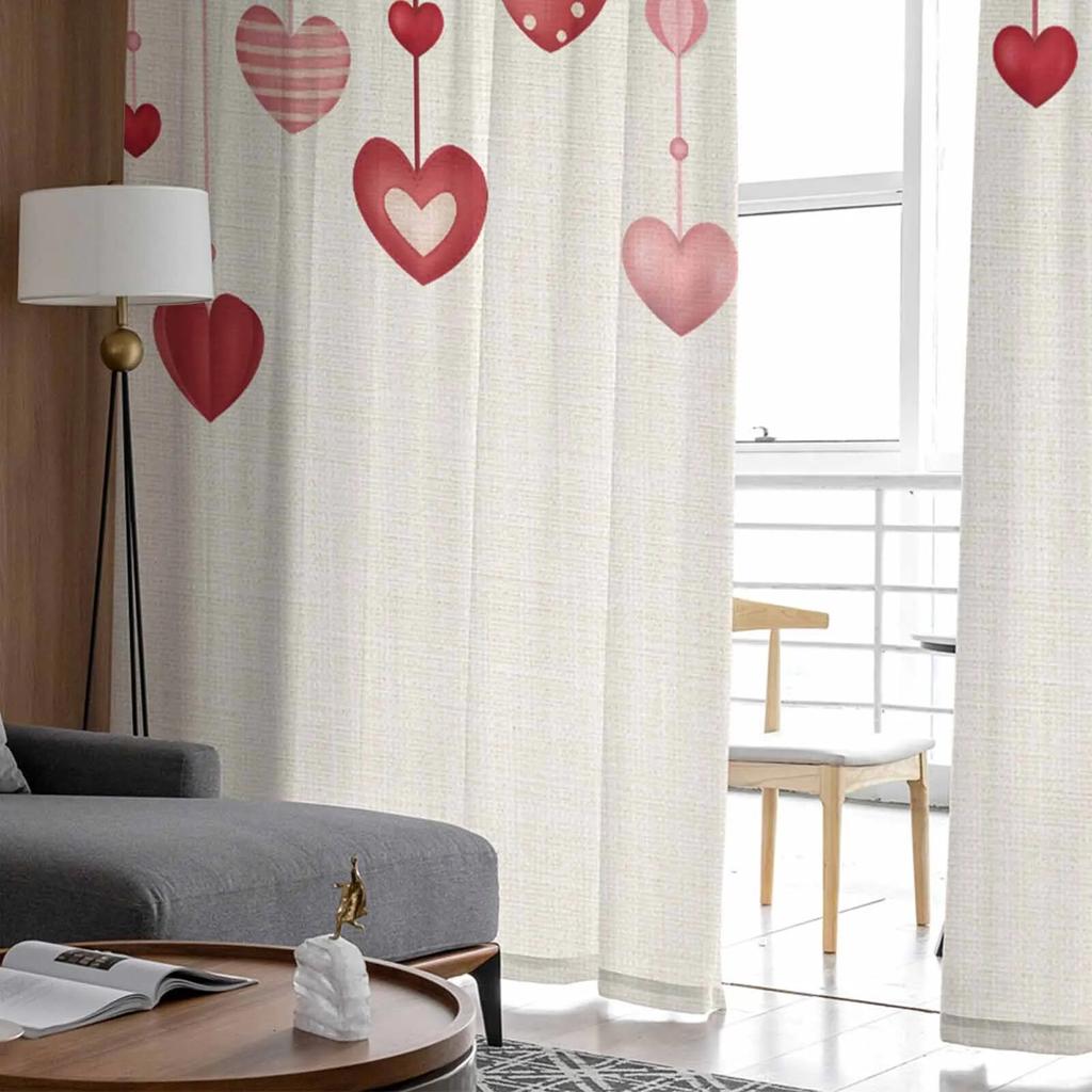 Тюлевые шторы с любовью ко Дню святого Валентина для гостиной, прозрачные занавески для спальни, кухни, жалюзи, вуаль, шторы