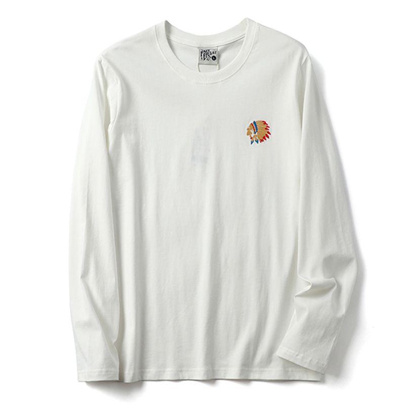 Export Surplus Cotton Long-Sleeve T-Shirt for Early Autumn, Men's Embroidered Round-Neck Loose Fit Versatile Trendy Top
