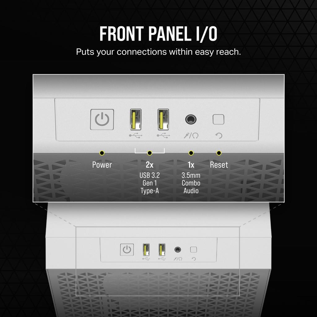 Корпус ПК CORSAIR 3000D TG AIRFLOW White с 2 вентиляторами 120 мм Mid Tower ATX, белый CC-9011252-WW