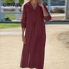 Women's Plus Size Fashion Long Shirt Dress Spring and Autumn Casual Loose Lapel Long Sleeve Dresses
