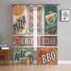 Retro Food Posters And Design Elements Chiffon Sheer Curtains for Living Room Bedroom Window Curtain Voiles Tulle Cortinas