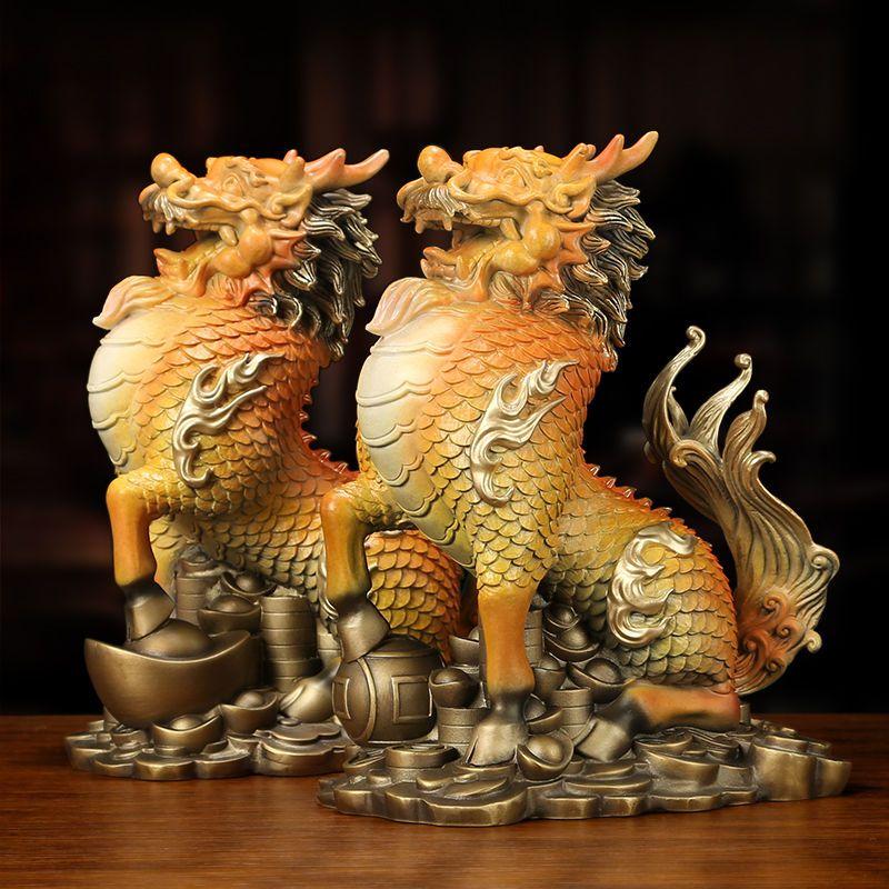Цветные медные украшения Цилин Цилин привлекают богатство Божественные звери Удачливые украшения Цилин для офиса и гостиной Подарки на новоселье