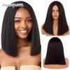 Парик Афро Боб Парик Яки Прямые синтетические волосы из высокотемпературного волокна Яки Прямые вьющиеся волосы Средней длины Праздничные волосы Женские