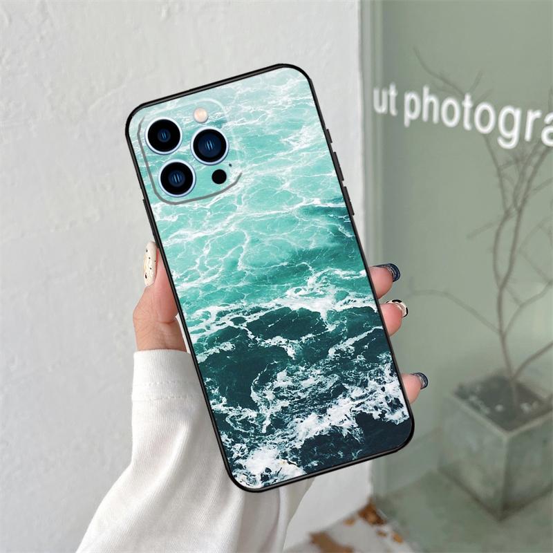 Синие Морские Волны Море Силиконовый Мягкий Чехол Для iPhone 17 Air 11 14 16 15 Pro Max 12 13 Mini 16 Plus 16e Задняя Крышка