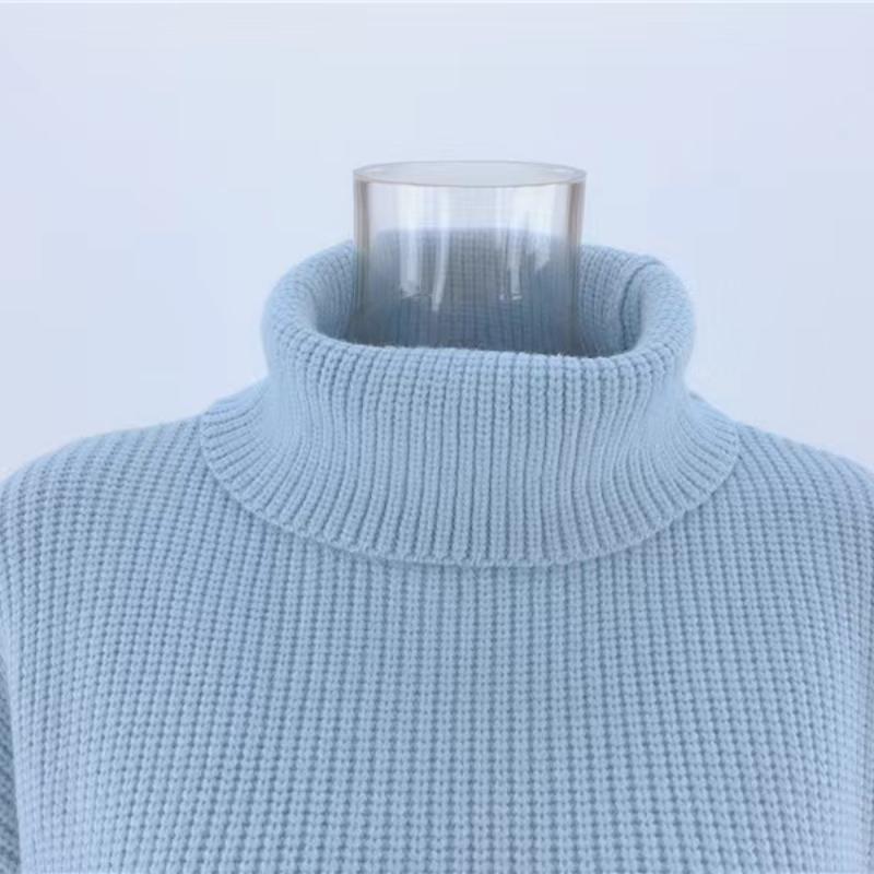 IHUASU Женский осенне-зимний свободный свитер с высоким воротом, однотонный свитер большого размера