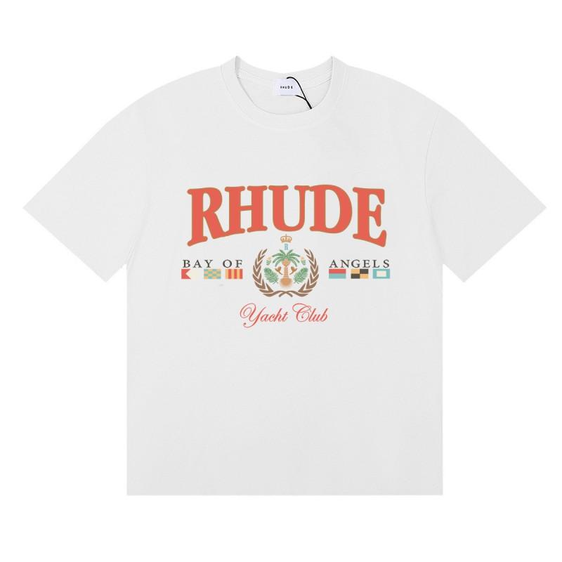 RHUDE Graphic T-Shirt Men Women Short Sleeve Round Neck Casual Wear
