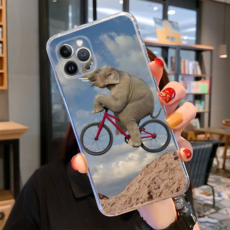 Чехол для телефона с изображением слона для iPhone 14 13 12 11 Pro Max XS X XR SE 2020 6 7 8 Plus Mini Transparent Shell