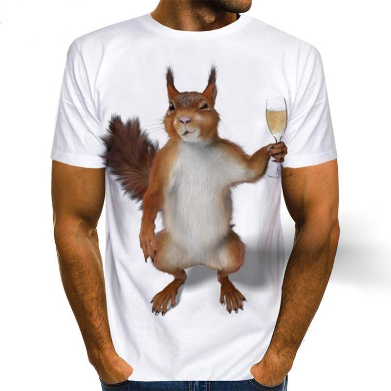 Men's Squirrel T Shirt 3D Print Shirt Animal Graphic Tees Lovely Pattern Tops Men/Women Cute Puppy Face Tee Funny Pet T-shirt