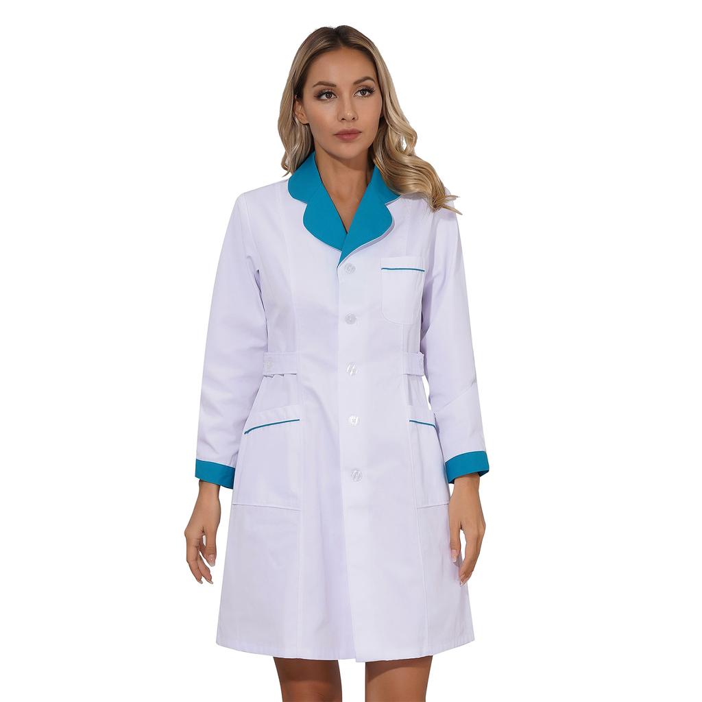 Женский лабораторный халат с длинным рукавом, медицинский халат, платье, униформа, больничная медсестра, врач, халат, платье