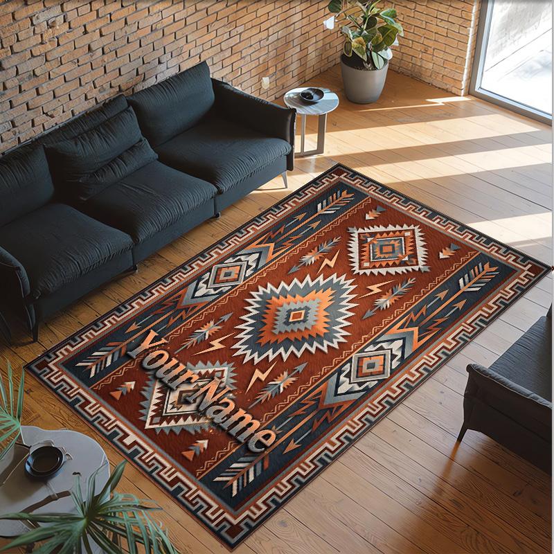 American Patriotic Theme Crystal Velvet Rug Personalized Custom Name Text Soft Floor Mat Home Decor