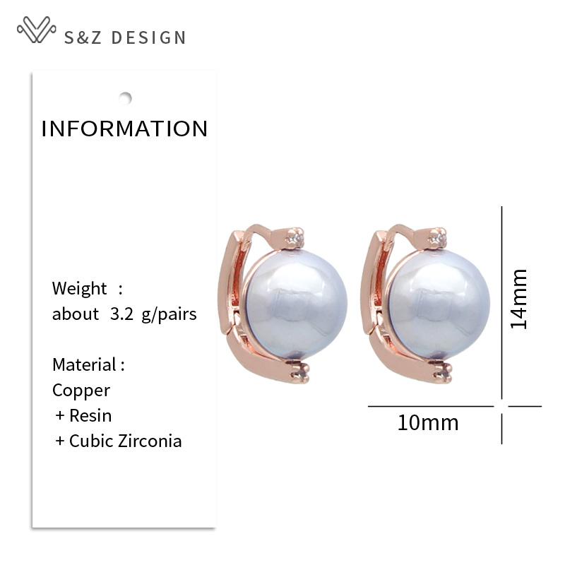 Модные круглые серьги-капли с искусственным жемчугом для женщин, свадебные серьги розового золота с кубическим цирконием, ювелирные изделия