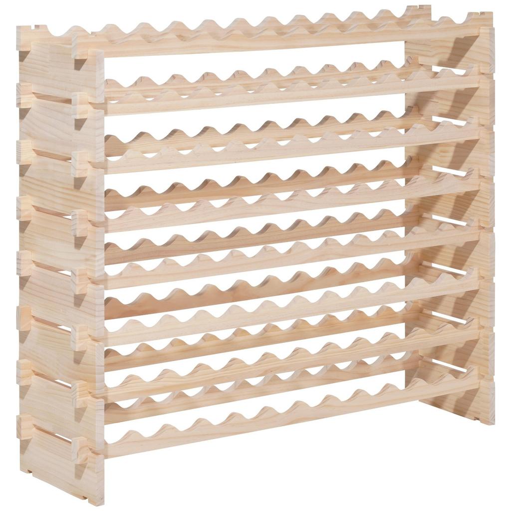 96 Bottle Stackable Modular Wine Rack, 8-Tier Wine Bottle Holder,Solid Wood Floor Freestanding Wine Storage Rack For Pinot Noir bottles,For Kitchen,