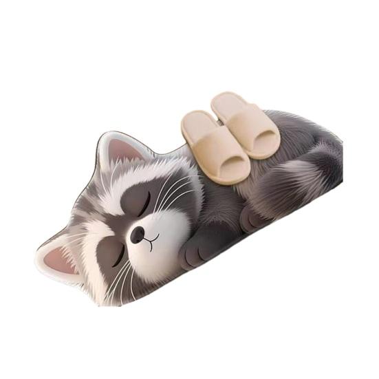 Floor Mat 3D Cartoon Cat Pattern Rug Non-Slip Backing Easy Maintenance Living Room Rug