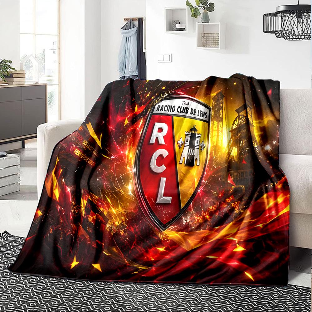 Racing Club Lens Crest Flannel Blanket, Soft Polyester, Modern Design, All-Season for Camping, Travel, Gifts for holidays or birthdays