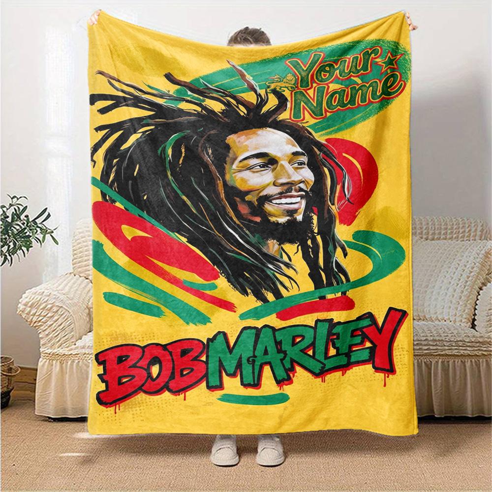 Bob Marley Customize Text Blanket Gift Personalized Blanket Soft & Cozy for Seaside Office Chair Picnics Sofa Four Seasons Universal