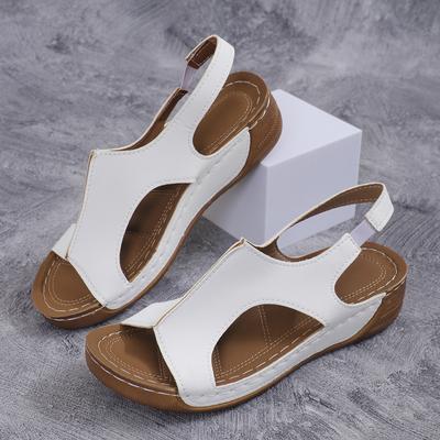 Летние женские сандалии 2025 Модные Большие -неформальные Размер Сандалии на танкетке Сандалии с открытым носком Повседневные с платформой Клиновидная обувь