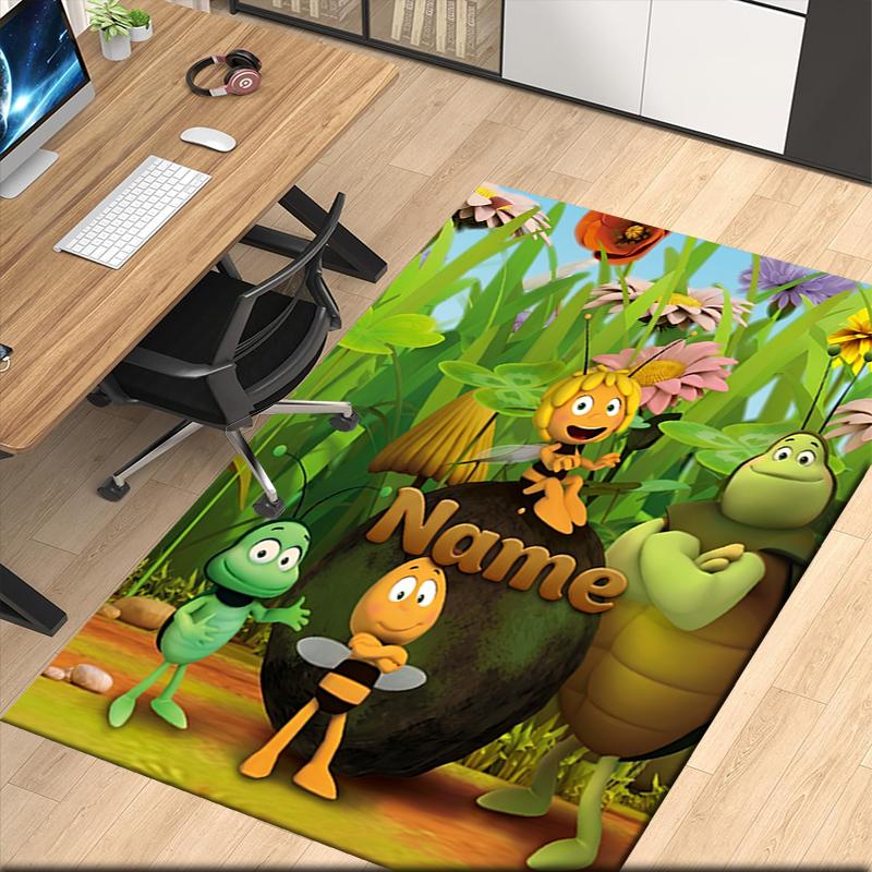 Custom Name Maya the Bee Printed Carpet, Rug for Office Chair Living Room Bedroom Kitchen Room Decor Gifts.