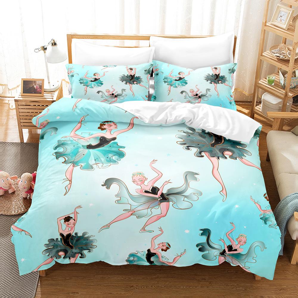 3D комплект постельного белья для девочек, пододеяльник для танцевальных девочек, 2/3 шт., подарок на день рождения, AU140 * 210, полноразмерный микрофибра, быстросохнущий мягкий домашний текстиль