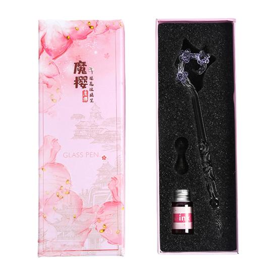1 комплект ручки для письма с цветочным дизайном, портативная стеклянная ручка для письма с кристаллами для студенческого подарка