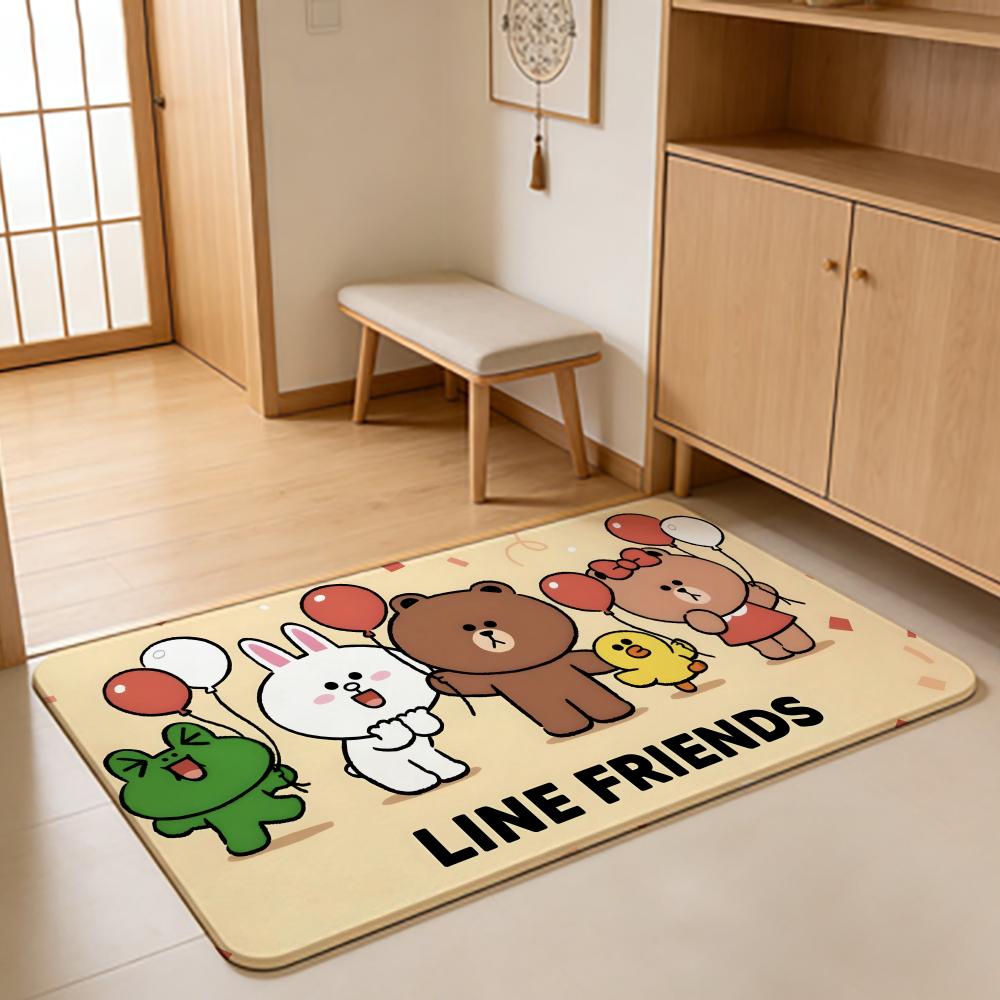 ANIME B-Brown Bear Floor Mat Absorbent Floor Mat Non-Slip Entrance Rug for Bathrooms Restrooms and Toilets