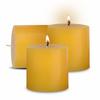 Paraffin Wax Scented Pillar Candles for Home Décor Smokeless & Dripless Candle (Sandalwood - Yellow) Set of 3