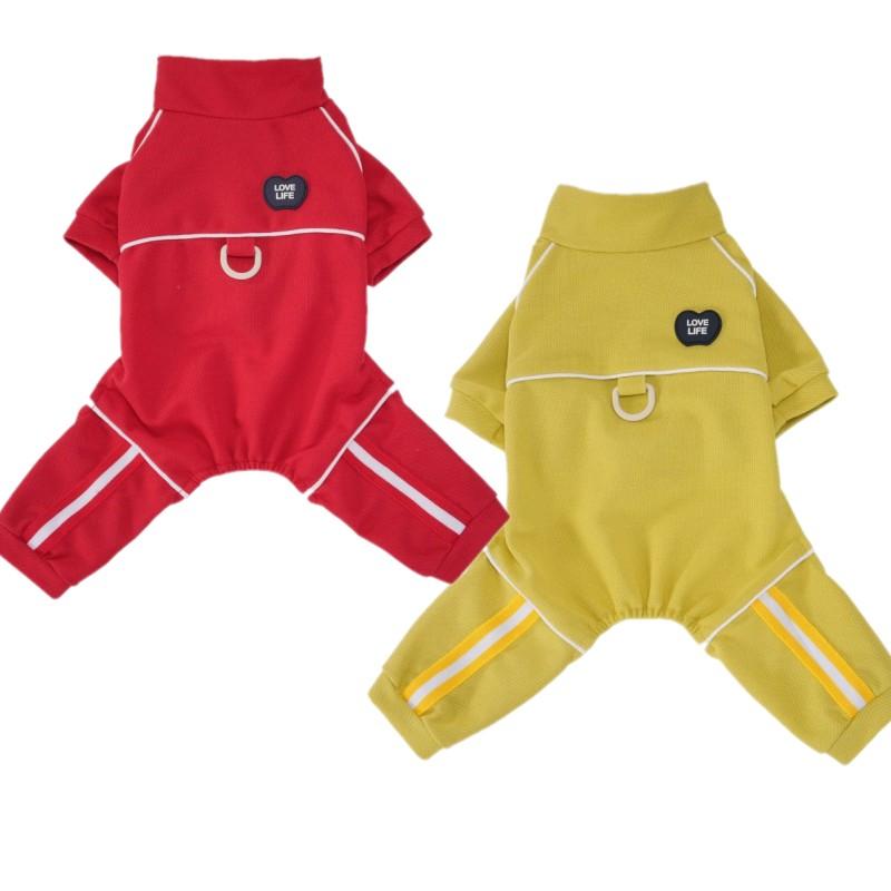Summer Four Legs Dog Clothes 2Set High-Necked Dog Jumpsuit Thin Dog Coat Schnauzer Chihuahua Homewear Puppy Pajamas with D-Ring