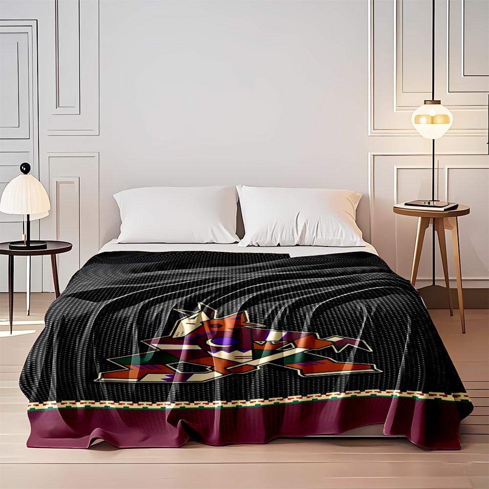 Stylized Coyote Hockey Design print blanket soft and cozy perfect for the living room bed sofa or a nap,gift