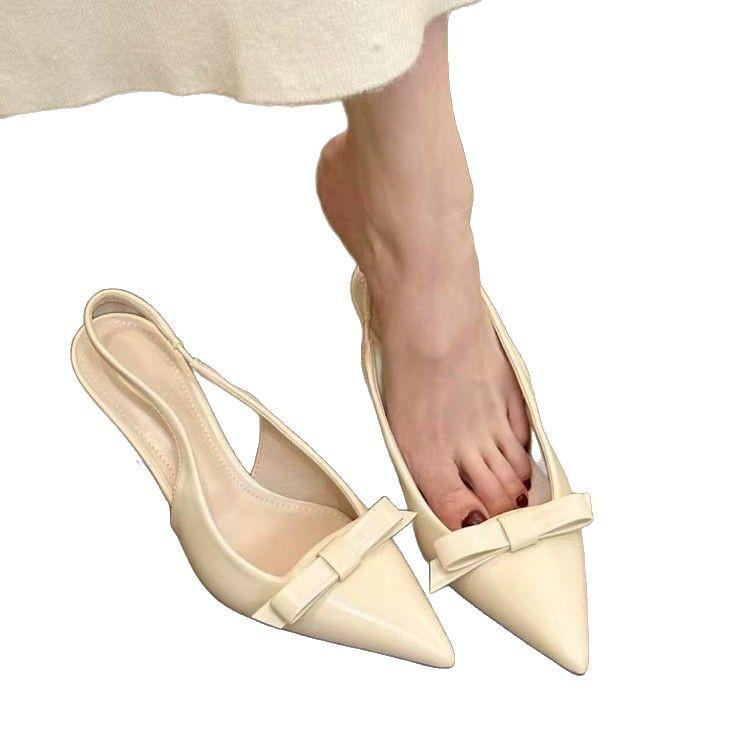 Абрикосовые туфли-лодочки на высоком каблуке, сумка, сандалии с головкой, туфельки феи, весна-лето 2025, светские черные туфли