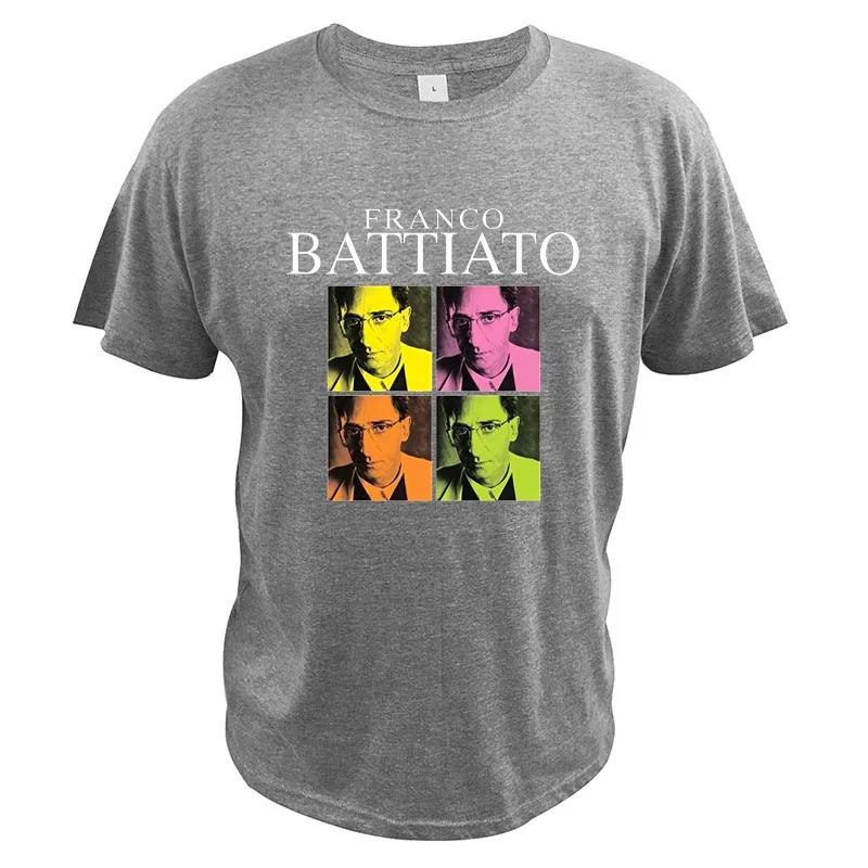 Franco Battiato T Shirt For Men Progressive Rock Celebrative Commemorative Rip TShirts Summer Premium 100 Cotton Top EU Size