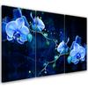 Three Piece Picture Canvas Print Blue Orchid Flower