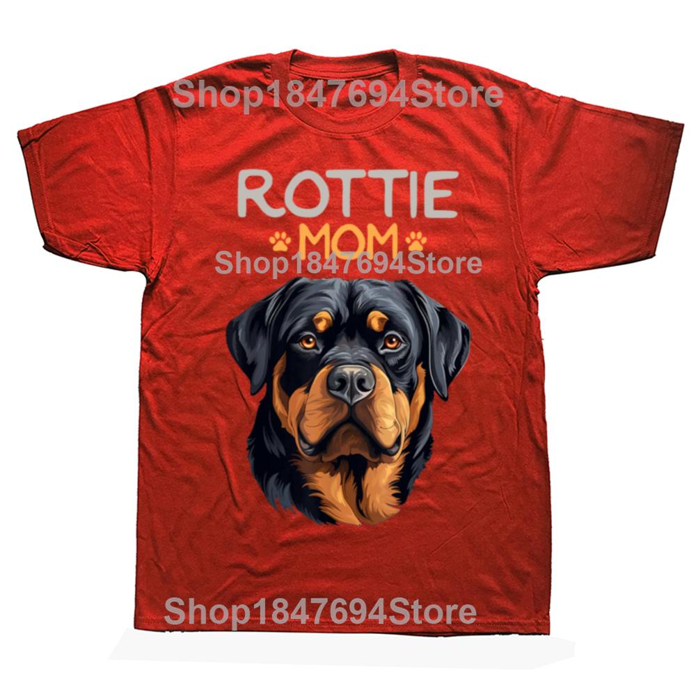 Ротвейлер Мама Прикольная футболка с роттилером Оверсайз Печатная Повседневная футболка Повседневная с коротким рукавом Винтажная футболка для пар