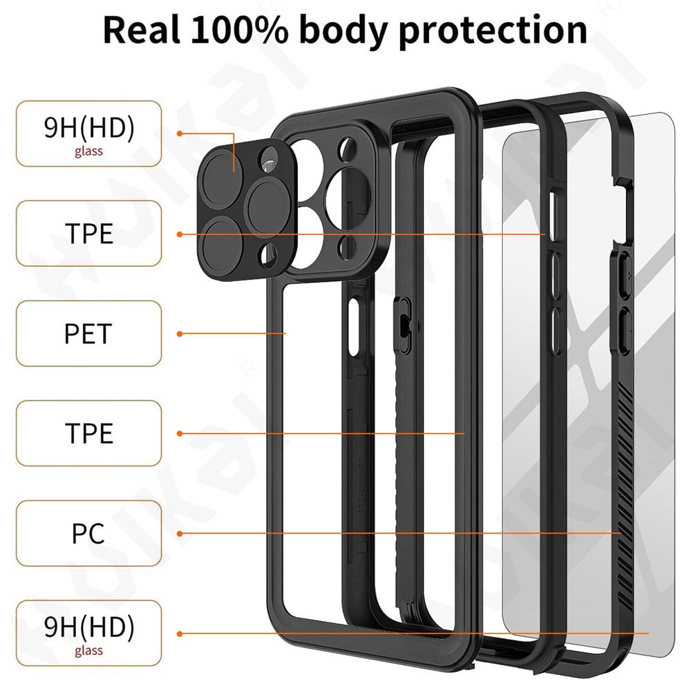 IP68 Shellbox Waterproof Case For iPhone 17 16 15 14 13 12 11 Pro Max XR XS Plus 8 Metal Aluminum Swimming Phone Luxury Cover 5