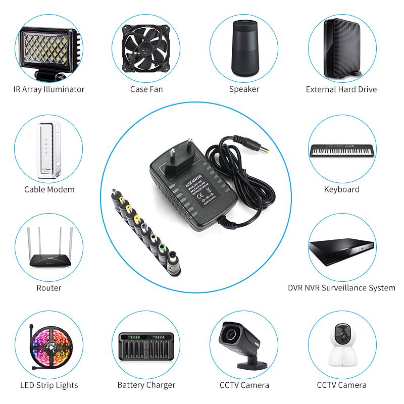 DC 5V 6V 9V 12V 2A Блок питания Адаптер Зарядное устройство AC 110V 220V AC DC Адаптер питания DC Plug Converter EU US с 8 шт. Connect Plug