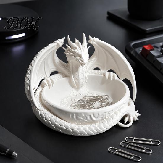 Прочная PLA-скульптура дракона, готический поднос для украшений, 3D-печатная фигурка, настольная форма мифического существа, органайзер-поддон для хранения ключей, монет
