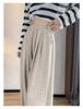 Petite Grey Glutinous Rice Style Straight Leg High Waist Pants (XS) - Women's Slim Fit, Wide Leg for Autumn/Spring