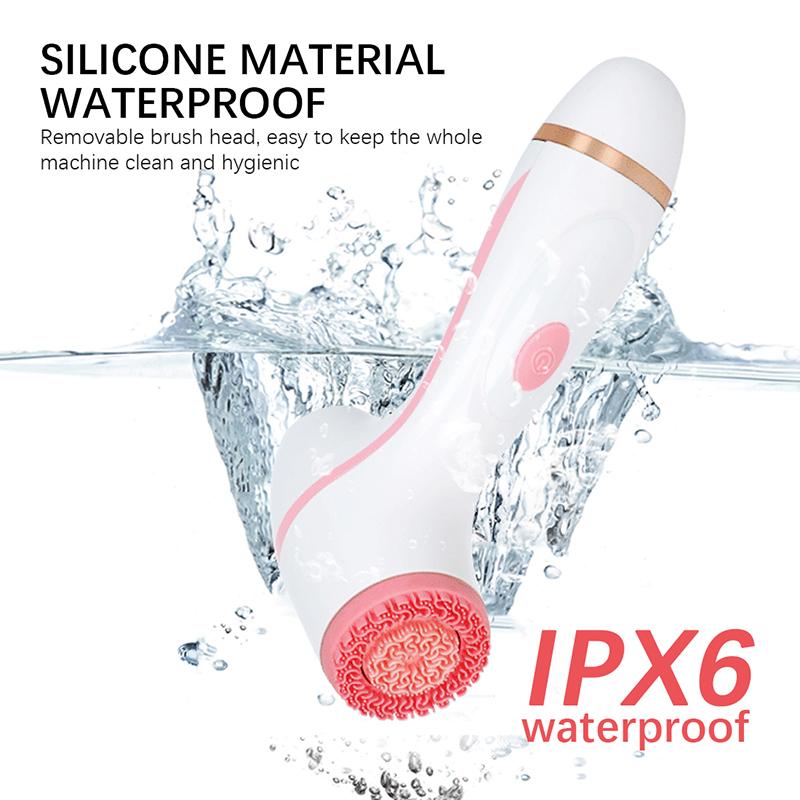 Новый дизайн Силиконовая Электрическая Ультразвуковая Щетка для Умывания Лица Вращающееся Очищающее Устройство Водонепроницаемая Очищение Отшелушивание Вращающаяся