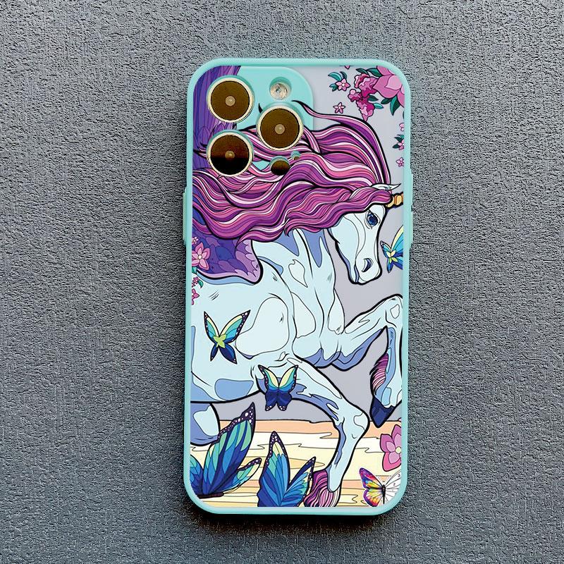 Мультяшный чехол с единорогом для iPhone 12 13 Pro Max Mini XR XS X 8 7 Plus Задняя крышка для iPhone 11 14 Pro Max Ударопрочные корпуса