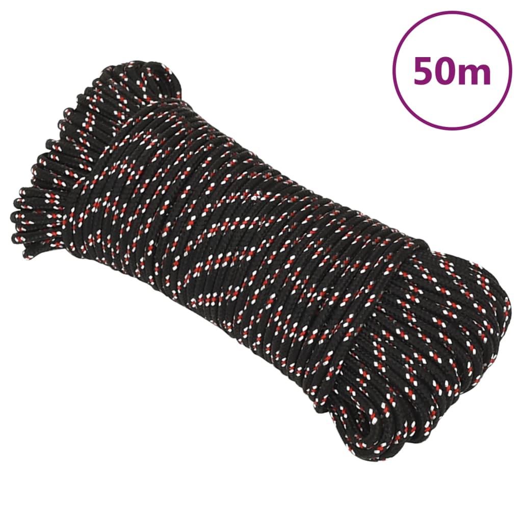 Vidaxl Linka Żeglarska, Czarna, 4 Mm, 50 M, Polipropylen