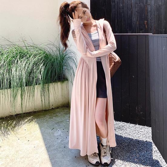 Women's Sun Protection Hoodie Coat Full Body Cooling Sunscreen Clothing Long Sleeve Swimsuit Cover Up Dress for Summer Beach Fishing Hiking