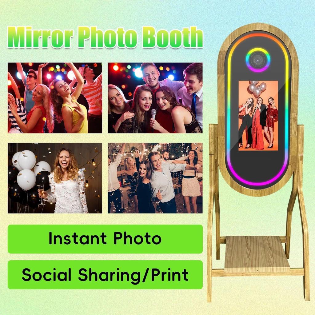 21.5" Oval Solid Wood Magic Mirror Photo Booth for Parties & Events