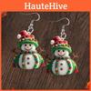 Christmas Themed Snowman Pattern Women Acrylic Earrings For Holiday Style
