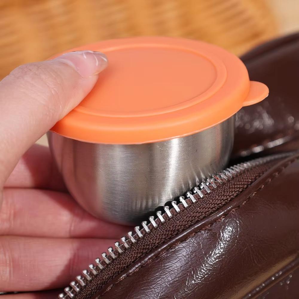 Salad Dressing Container Stainless Steel Sauce Cup with Lid Reusable Salad Dipping Dish Portable Barbecue Spice Jar Kitchen Tool