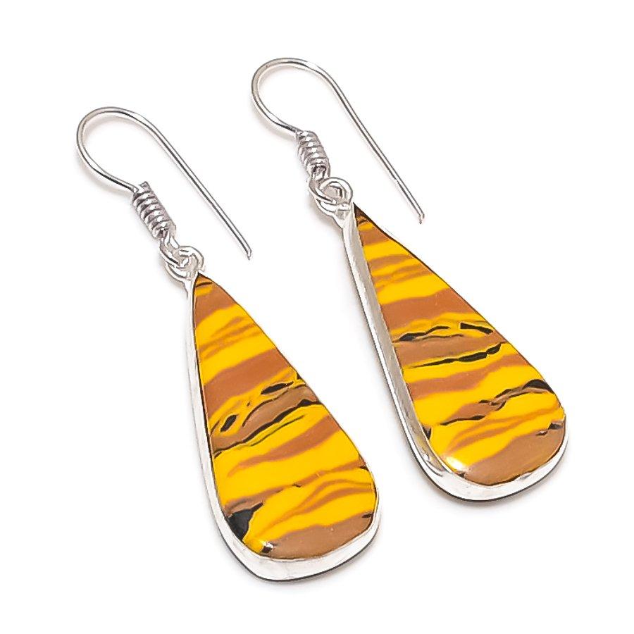 Радужная кальцилика ручной работы ювелирное изделие серьга из стерлингового серебра 925 пробы 1,81" V2o24